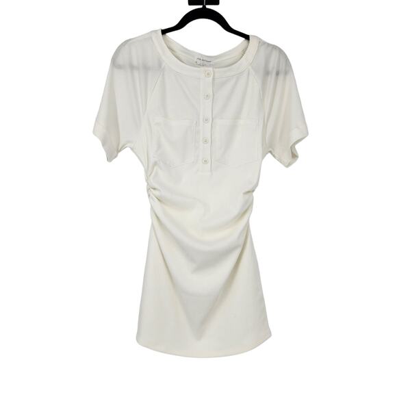 Lovers + Friends Ruched Flora Short Sleeve Mini Dress In White Size Small - Picture 2 of 5